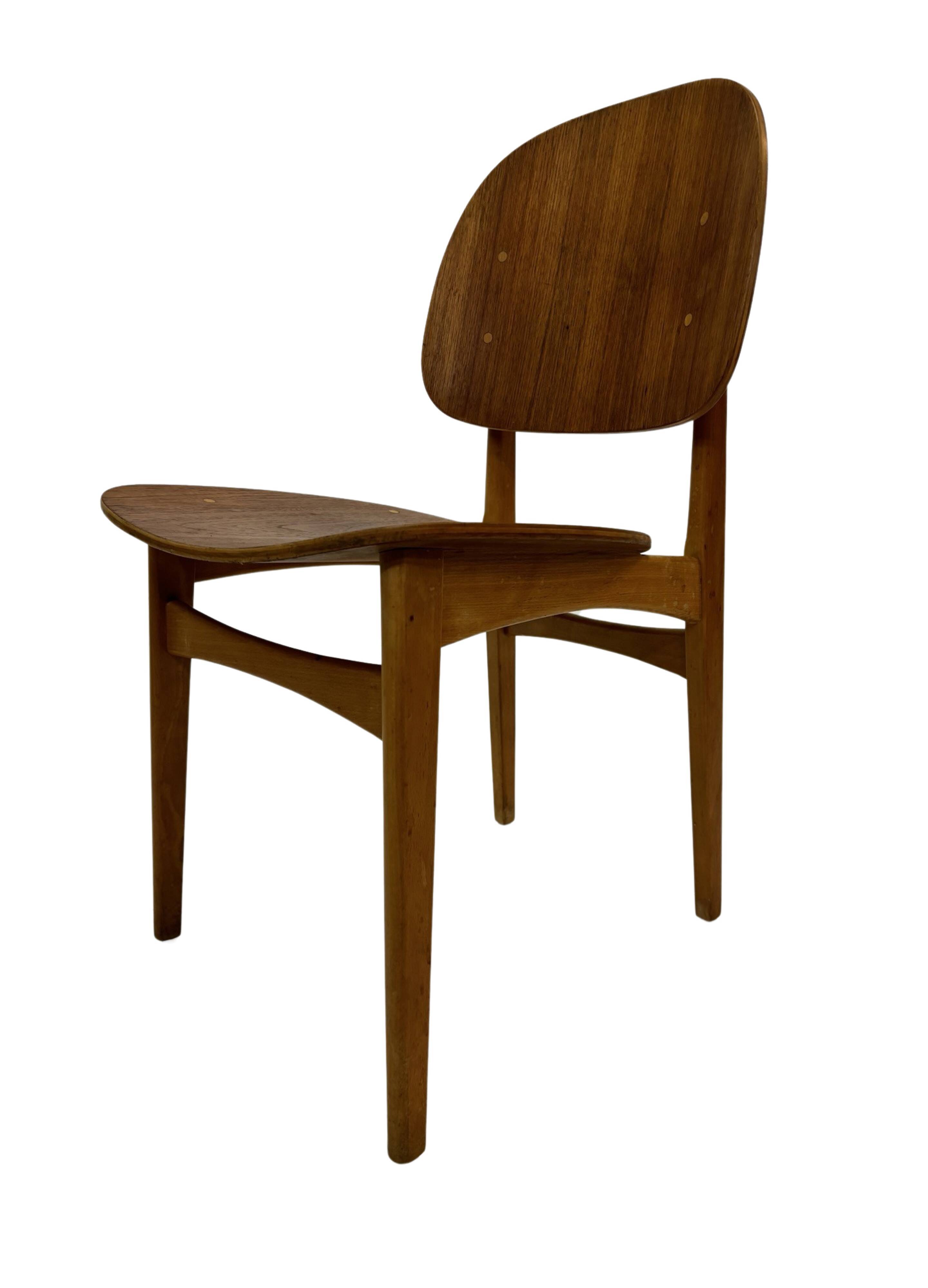 Vintage dining room chair Scandinavian 1960s plywood and teak design