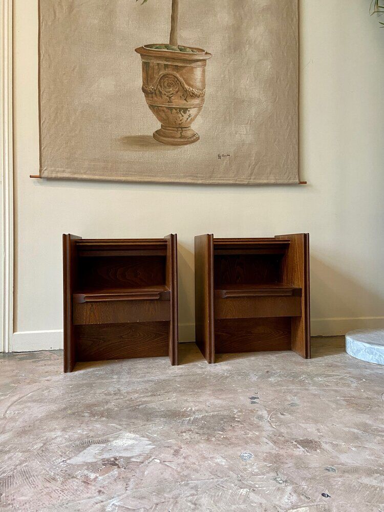 2 Scandinavian bedside tables in dark wood