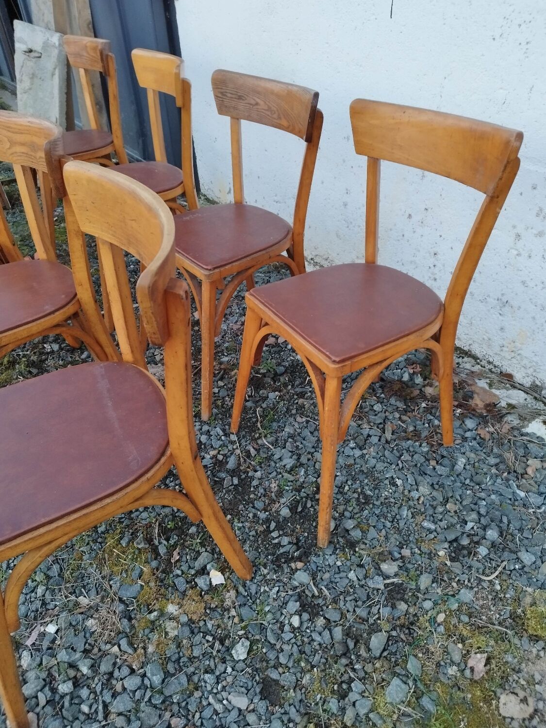 Set of  8 chairs bistro bar kitchen wood