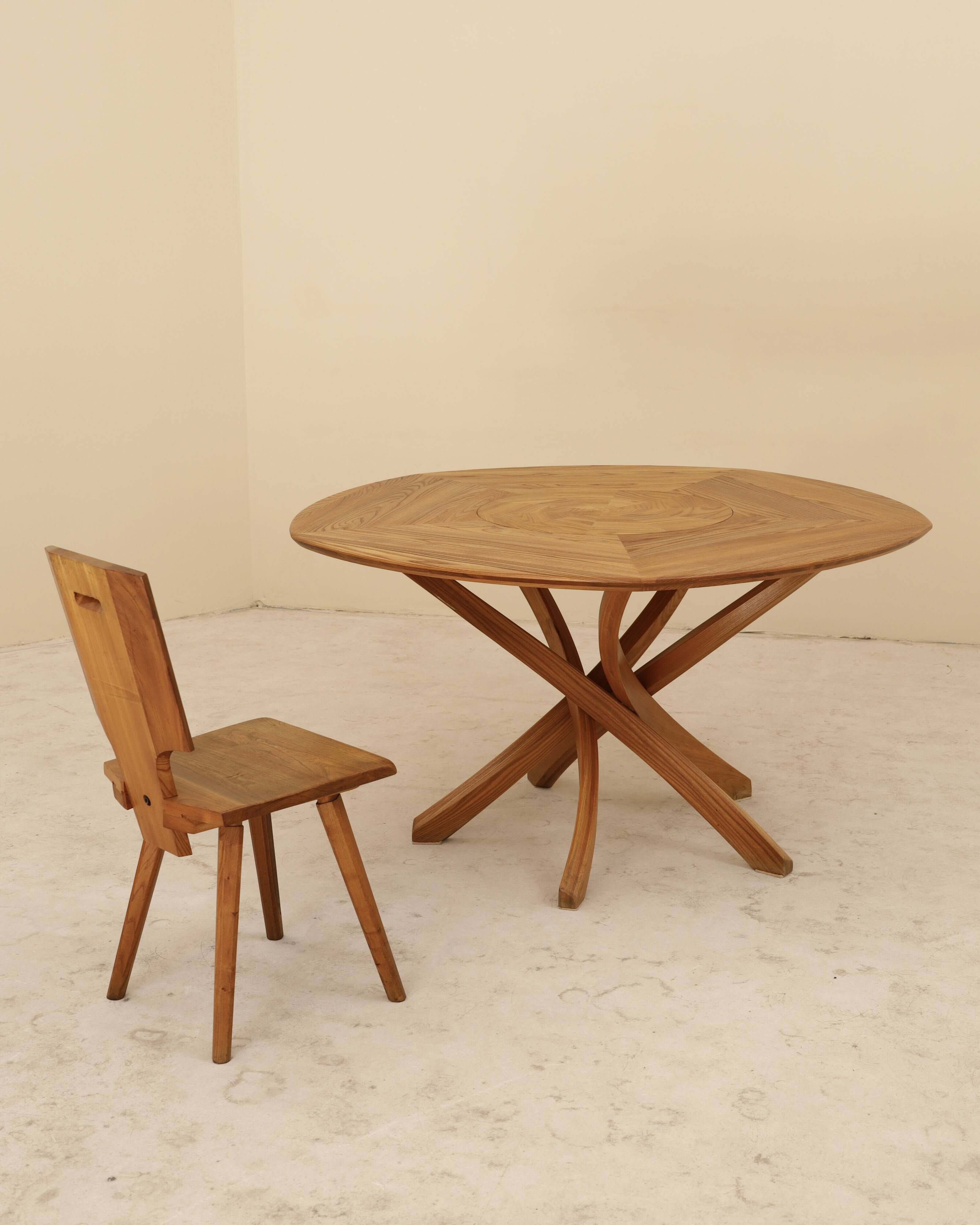 Table en orme massif, Seltz, France, 1990’s