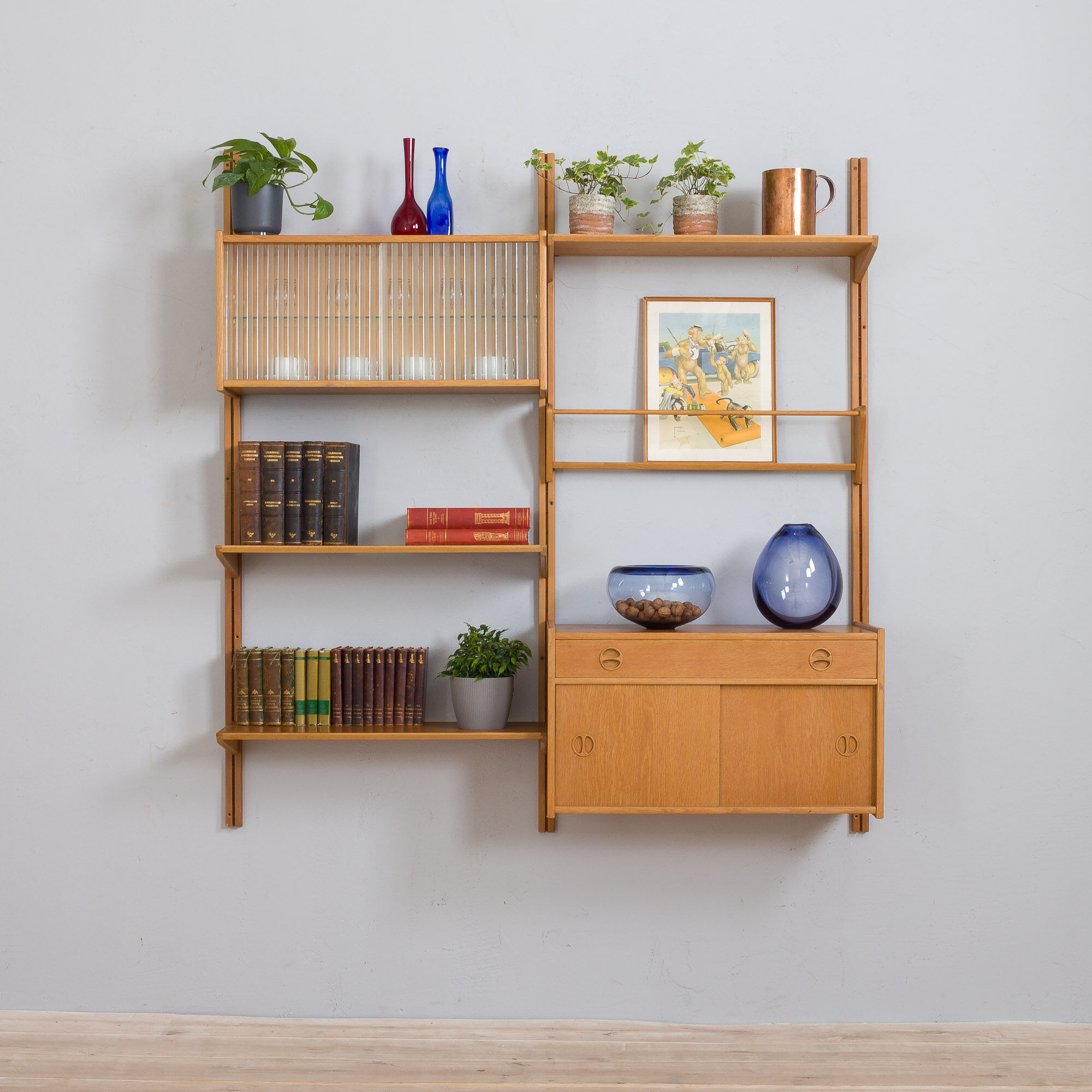 Two-bay oak wall unit by Sven Andersen, Norway 1970