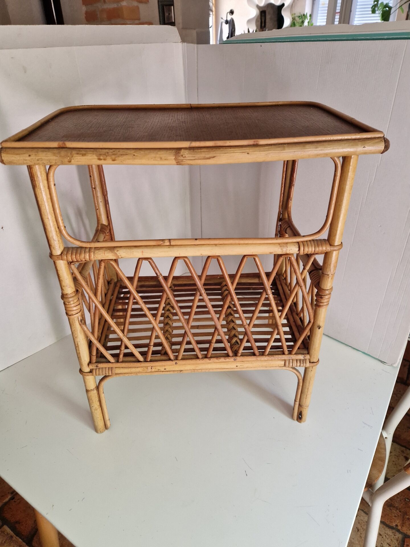 Vintage Rattan Side Table