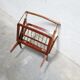Porte-revues pliable en bois et laiton, Made in Italy