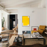 Peinture originale abstraite, jaune citron