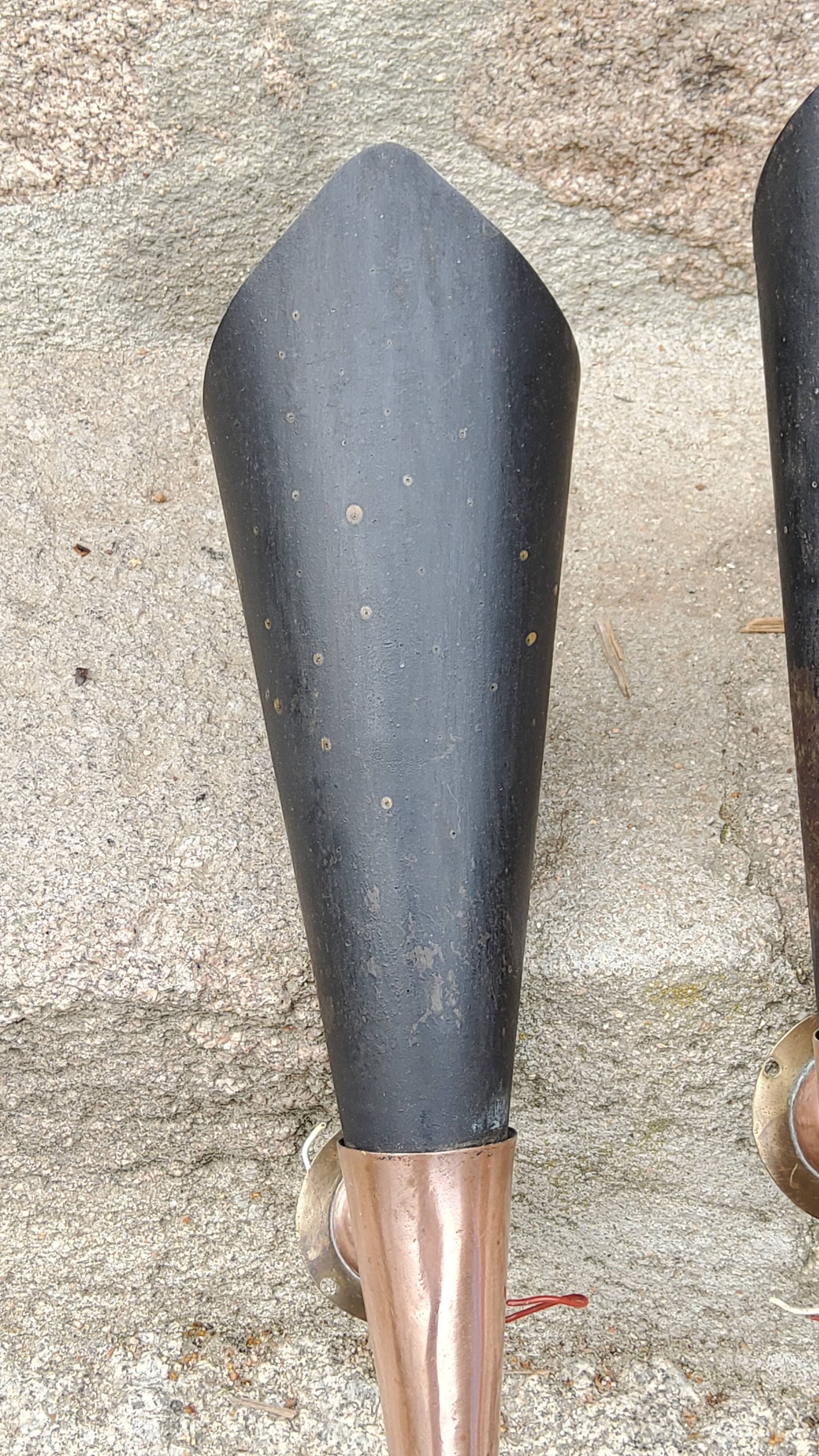 Pair of vintage 50s copper and metal wall lights