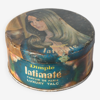 Indian round metal advertising box Dimple Latimate talc Paris India