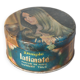 Indian round metal advertising box Dimple Latimate talc Paris India