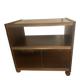 Vintage TV Hi-Fi unit on wheels, smoked glass, sliding doors.