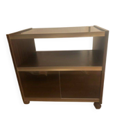 Vintage TV Hi-Fi unit on wheels, smoked glass, sliding doors.
