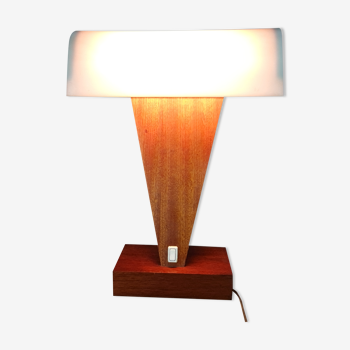 Table lamp in wood and plexiglass vintage 70/80s
