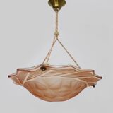 Antique Art Deco star-shaped pendant light with one burner, made of pâte de verre.