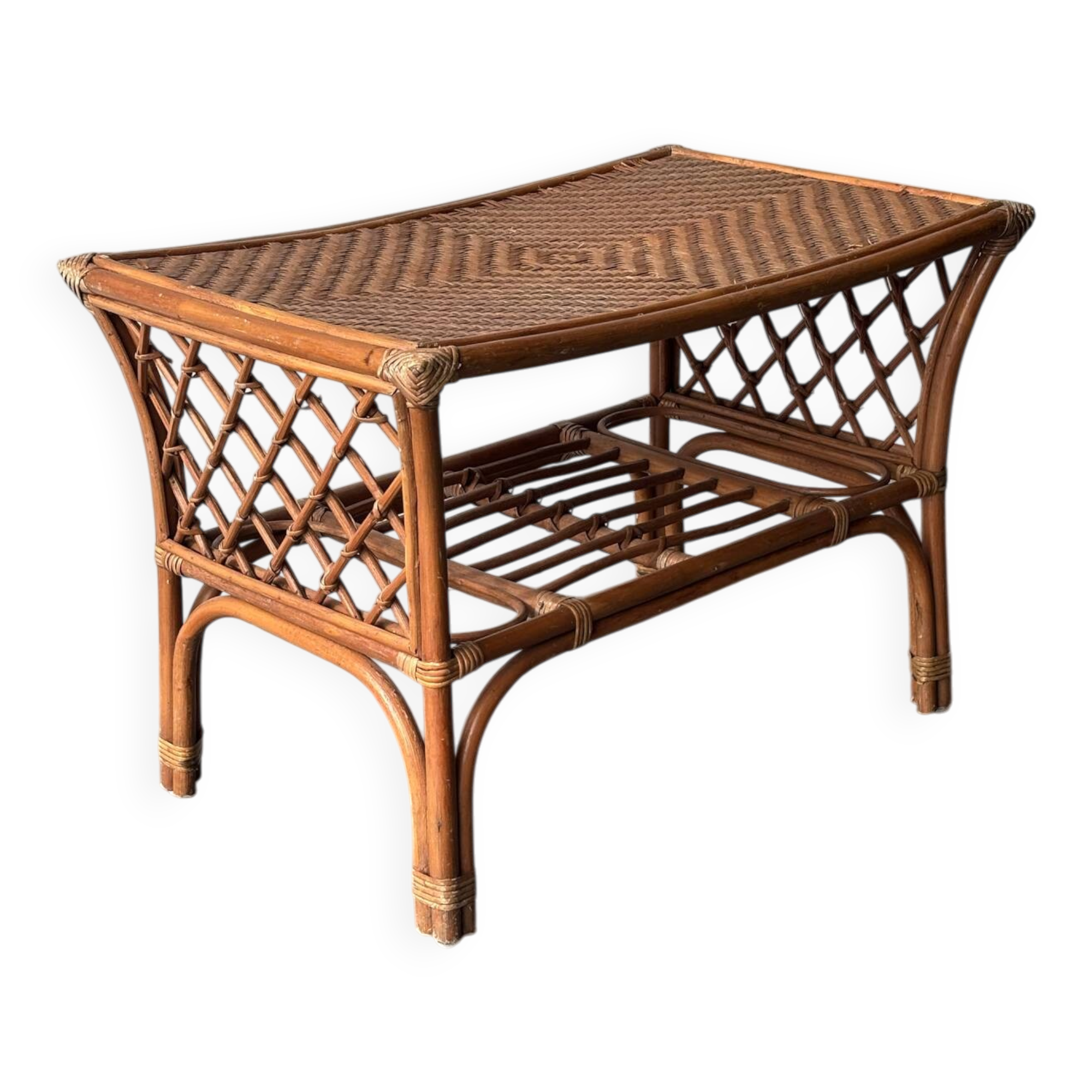 Table basse en rotin – années 1960/70