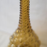 Green yellow bubble glass bottle