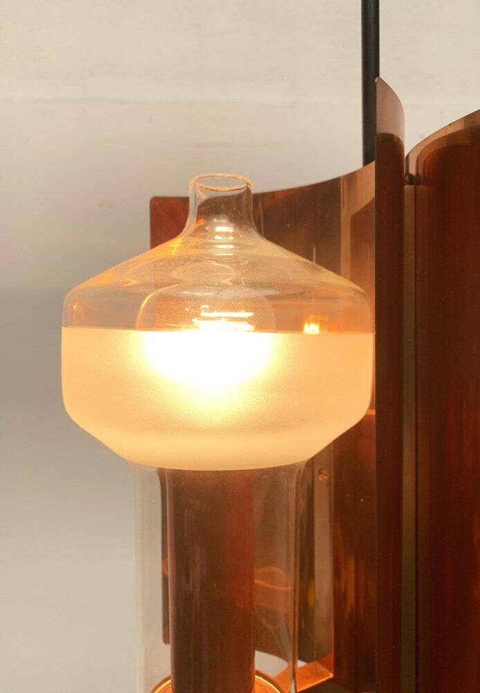 Mid-century German glass and copper pendant lamp by Cosack, 1960s.
