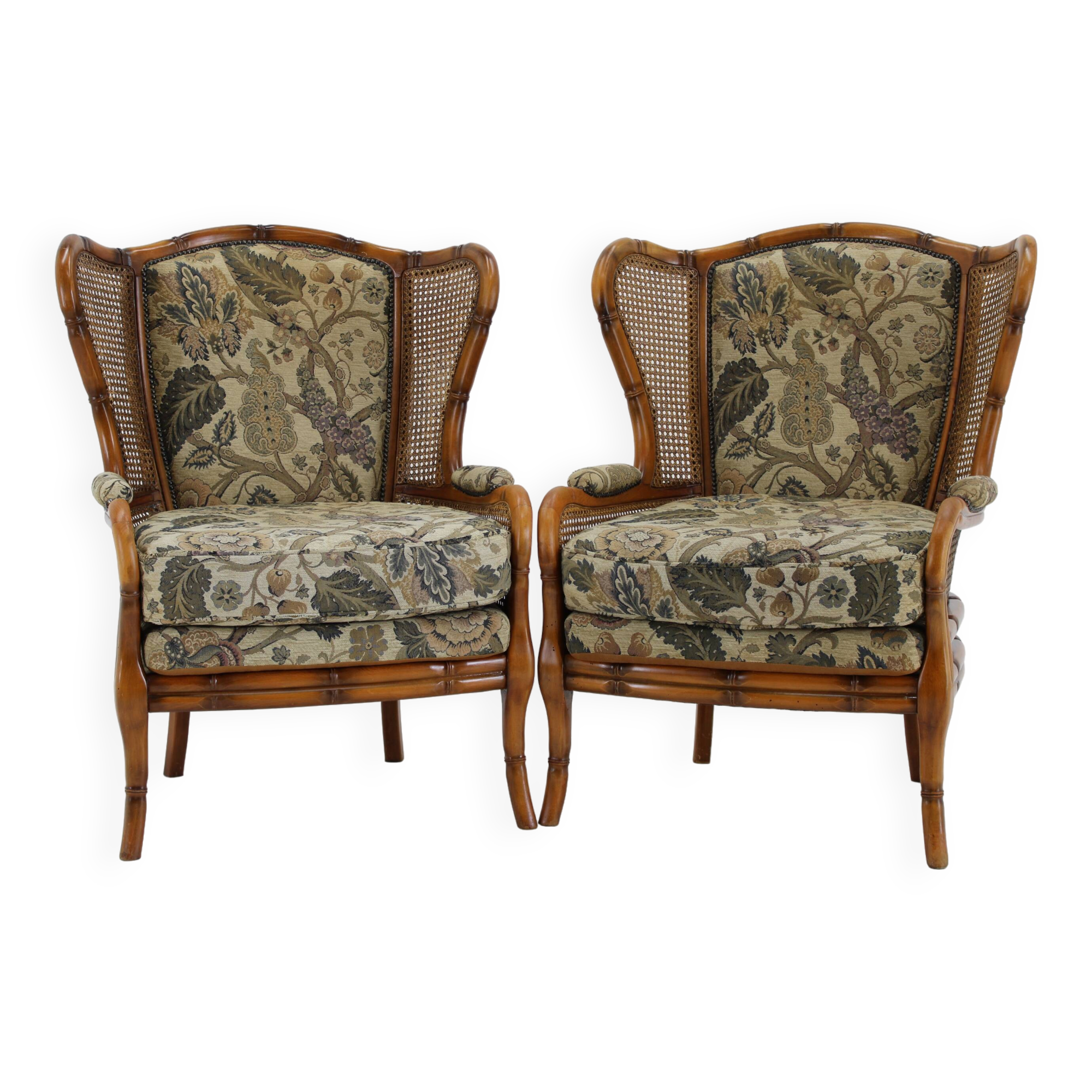 1960s Pair of Rattan Armchairs , Italy