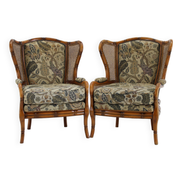 1960s Pair of Rattan Armchairs , Italy