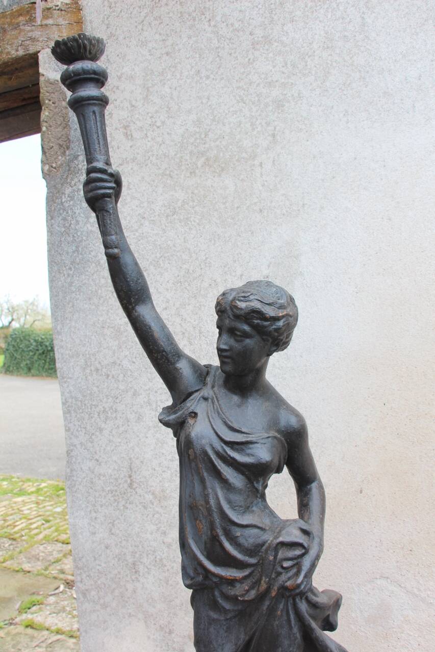 pair of cast iron torchères from the 19th century, foundry L. Gasne in Tusey
