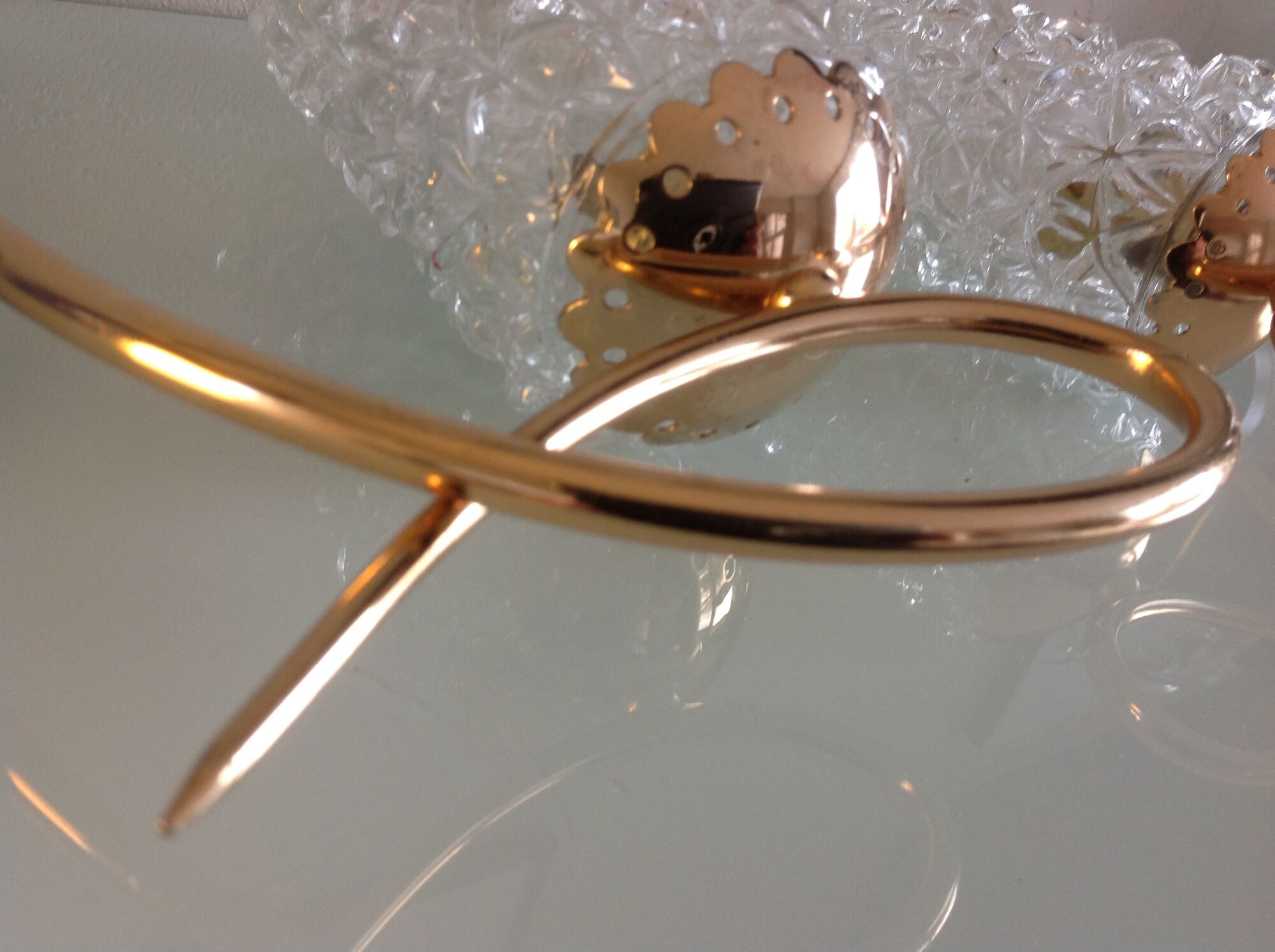 Pair of brass sconces and structured tulip glass 60/70s