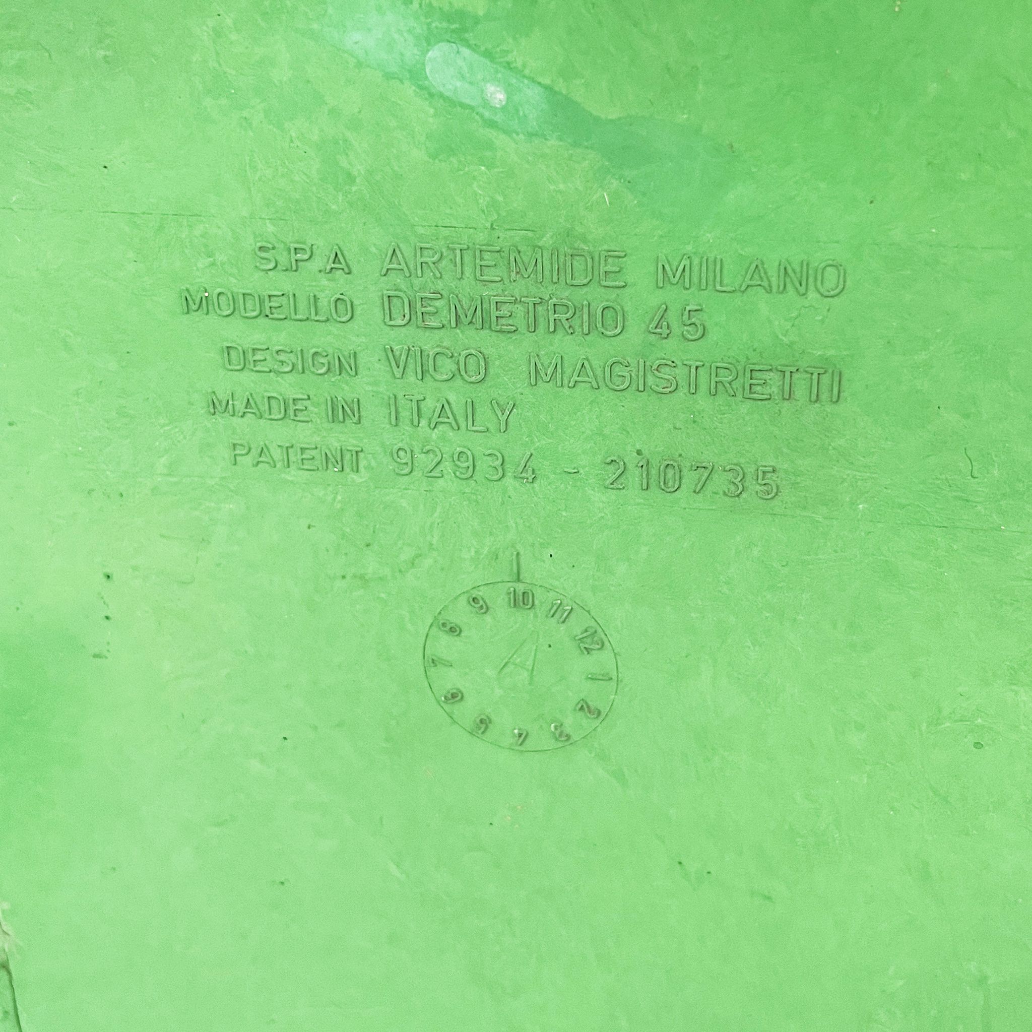 Set of 4 green stackable tables demetrio 45 by vico magistretti for artemide, 1960