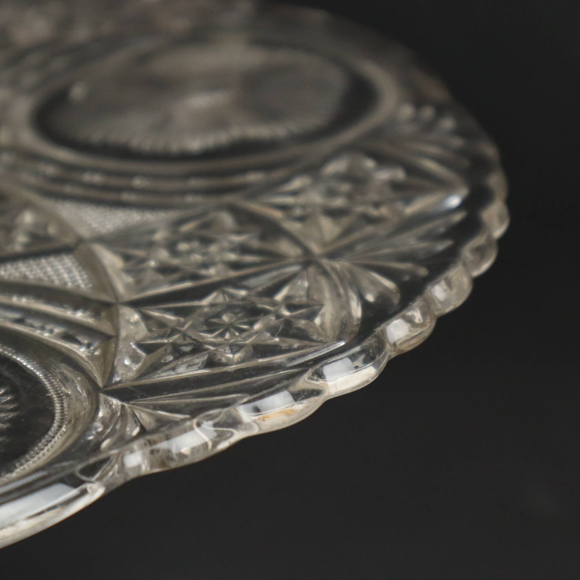 Clear Art Deco Cake Stand Pressed Glass Vintage Cake Stand SIV Deposé