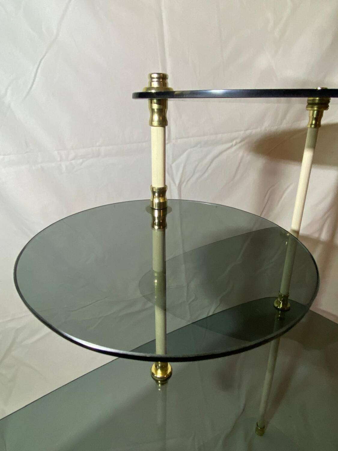 Smoked glass tripod side table, 1950