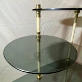 Smoked glass tripod side table, 1950