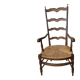 Antique ladderback chair, very high backrest, rush seat.