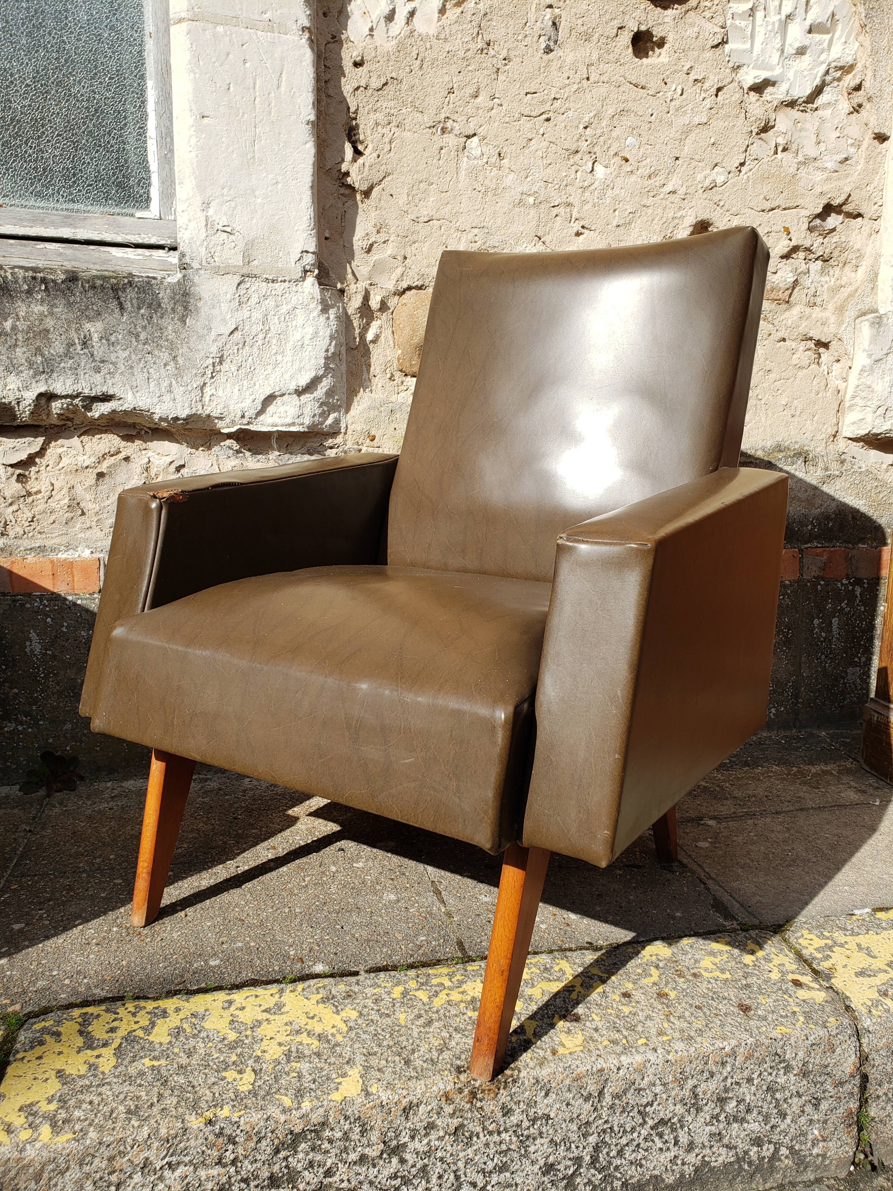 Vintage Scandinavian olive green armchairs