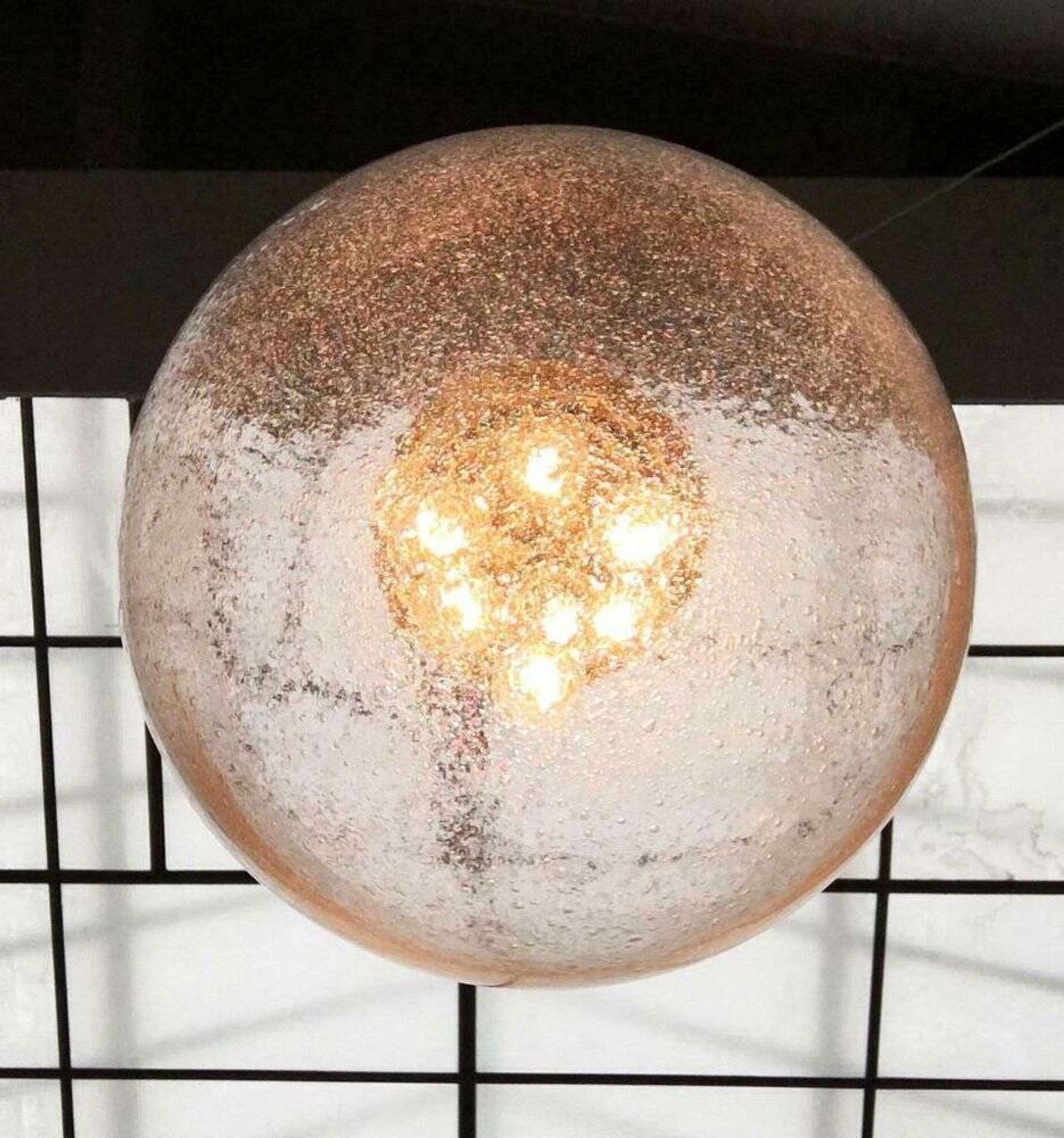 Large glass and brass planet ball pendant lamp from the mid-century German space age, 1960s.