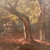 Tableau Clairière clair obscur XIXe signé Pierre Delambre