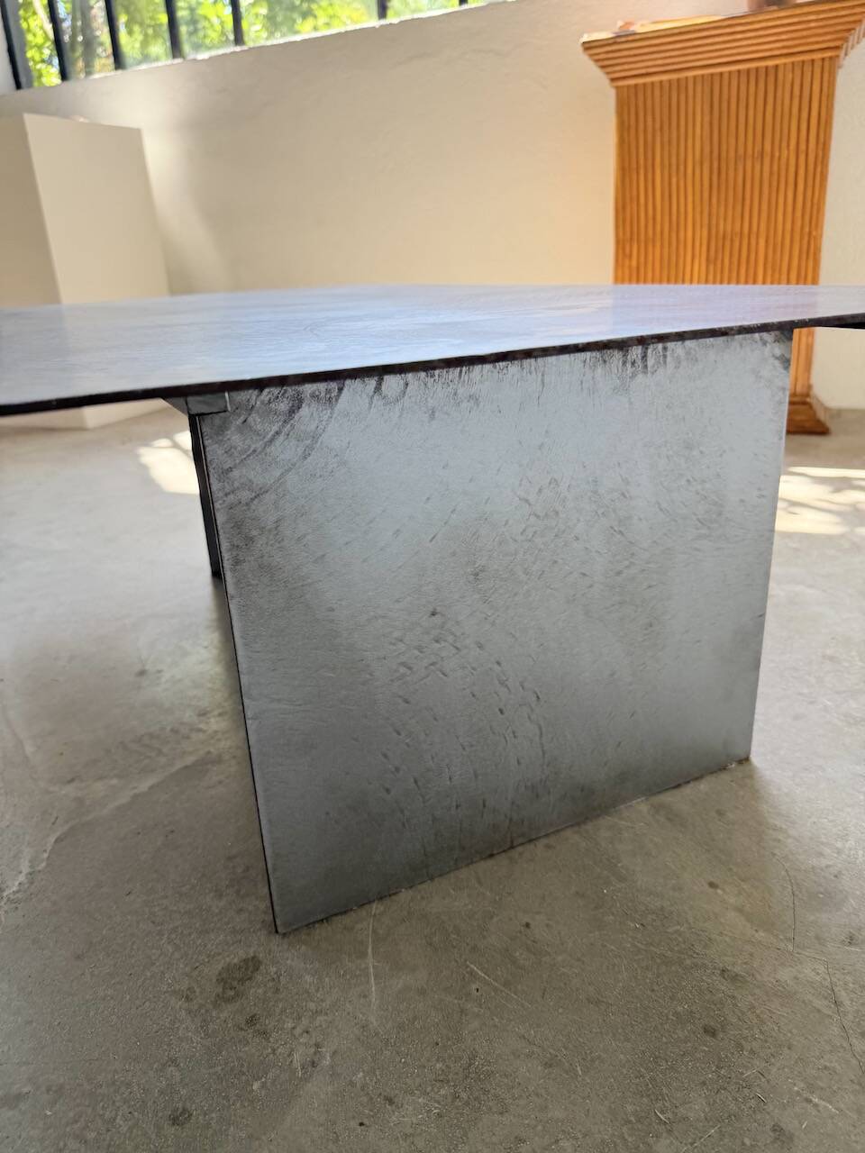 Handcrafted metal coffee table from the 1970s
