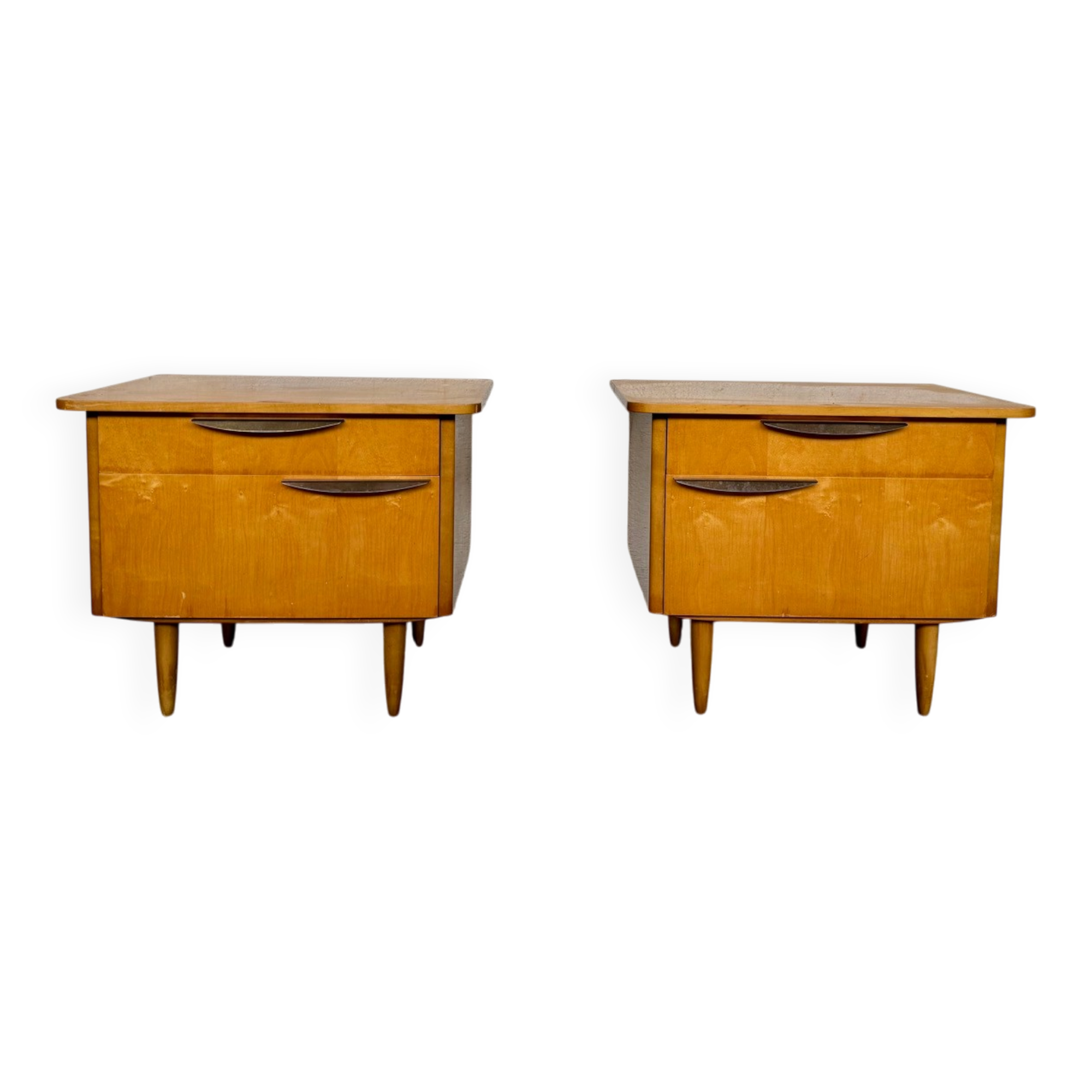 Vintage bedside tables / compass leg nightstand