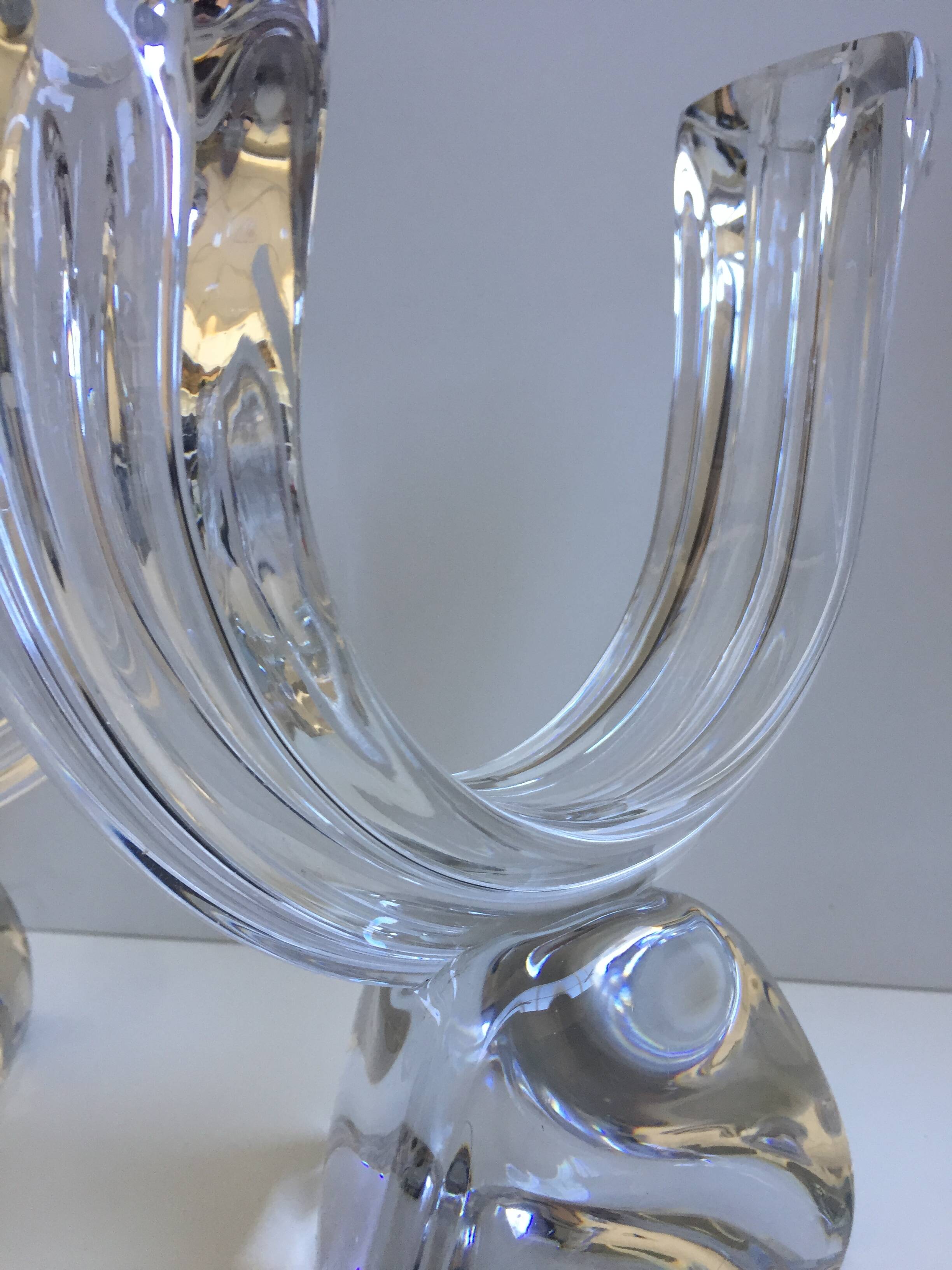 Pair large candlesticks crystal candlesticks cristallerie de lorraine