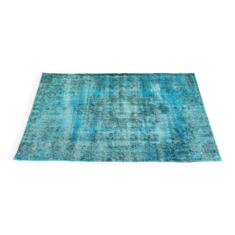 Aqua Vintage Rug 4x7 Turkish Rug -Teal Overdyed Rug -Rug For Living Room -Rug For Bedroom MOON.132