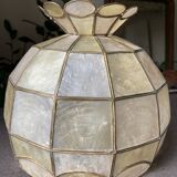 Mother-of-pearl and brass pendant lamp 1960