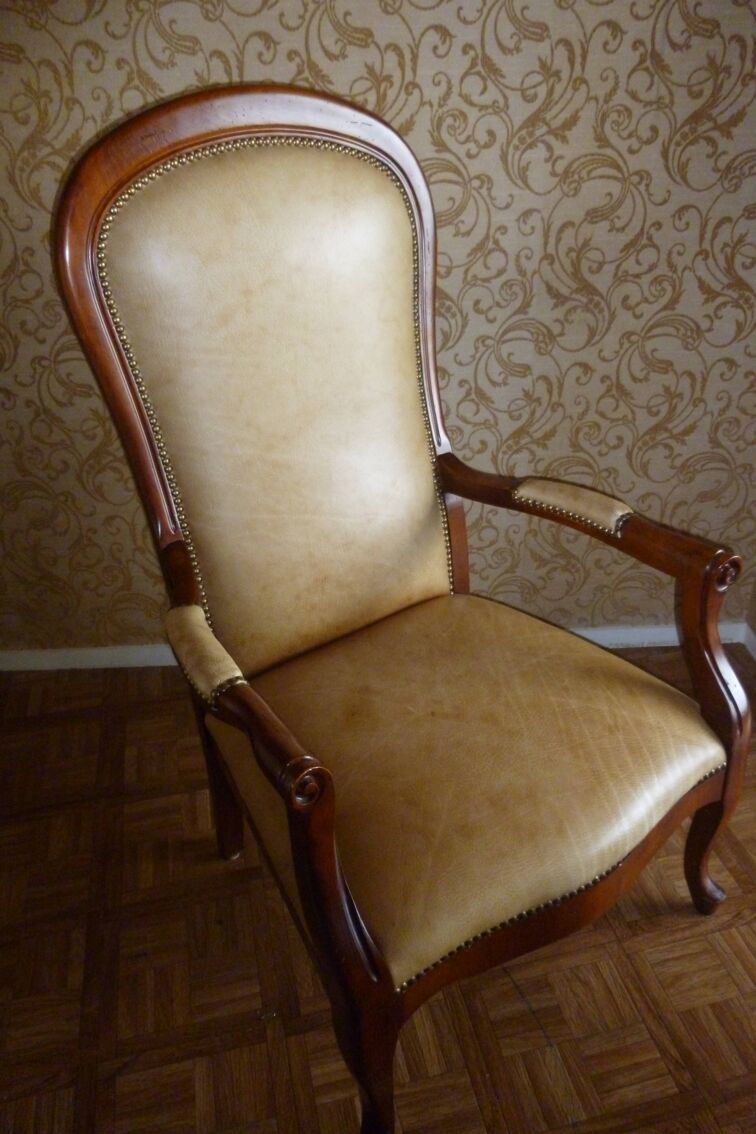 Fauteuil style Voltaire cuir | Selency