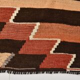 Vintage Kilim Rug, Geometric Zigzag Pattern in Earthy & Pastel Tones