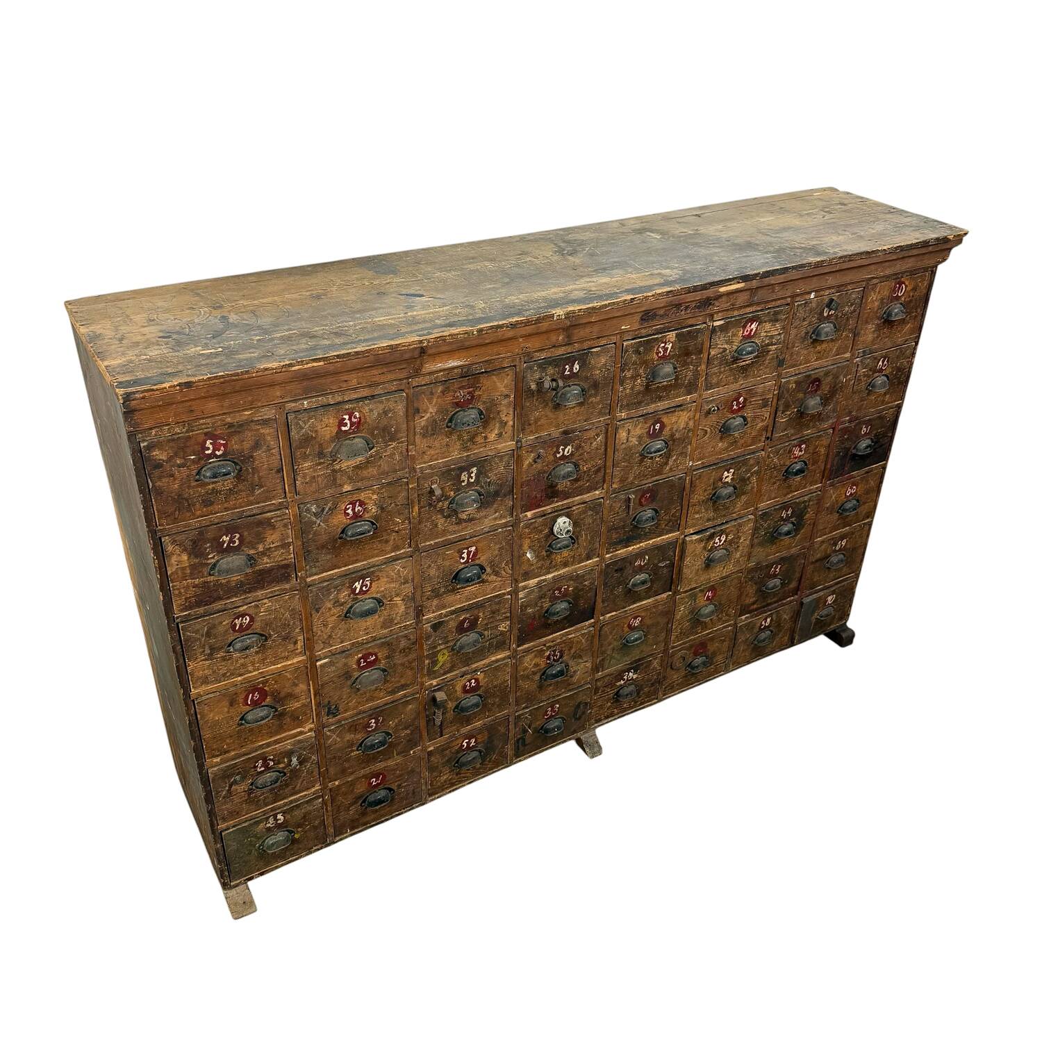 Large Antique Bank of Drawers – 48 Drawer Industrial Cabinet