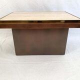 Belgo Chrome coffee table in travertine, copper and brass