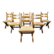 Vintage oak and wicker brutalist chairs, 1960s - set of 6