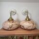 Pair of wall sconces in marbled opaline.