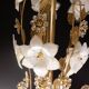 Large Size Vintage Murano Glass Chandelier White Flowers, 1970