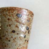 Pair of old pyrite stoneware mazagrans, stemmed glasses, thick base, vintage duo set