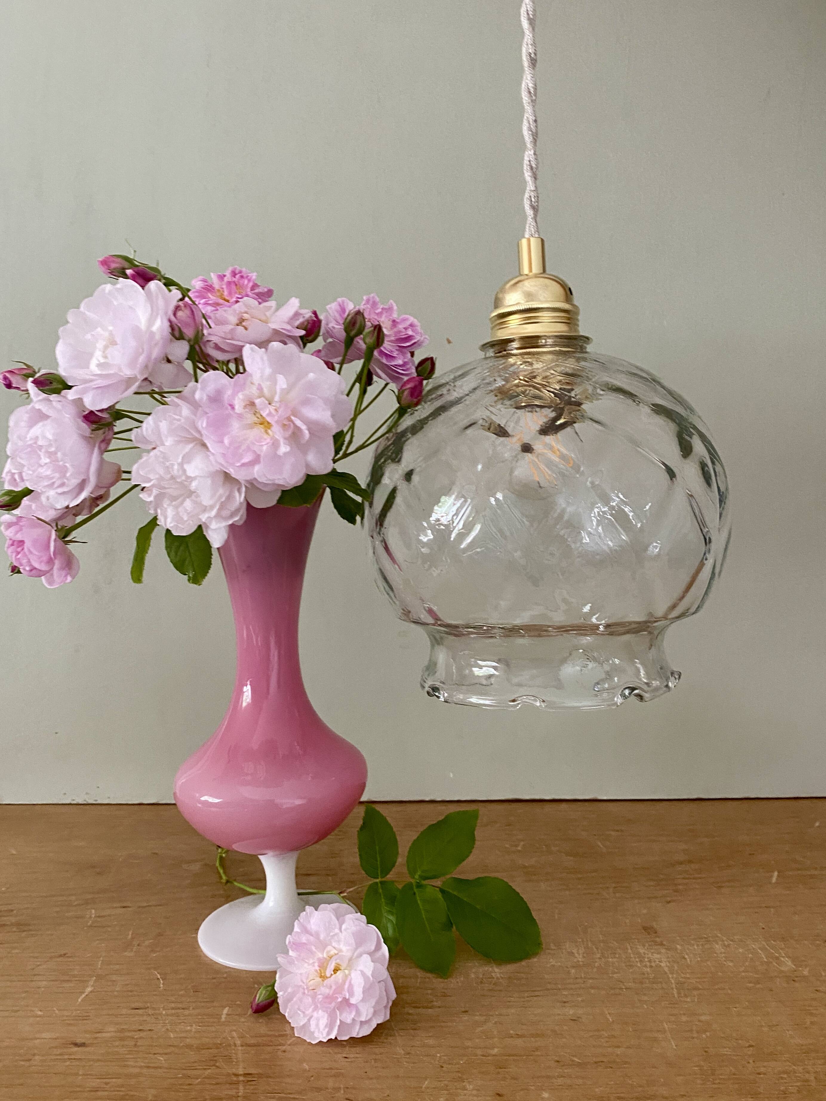 Vintage globe pendant light in transparent glass