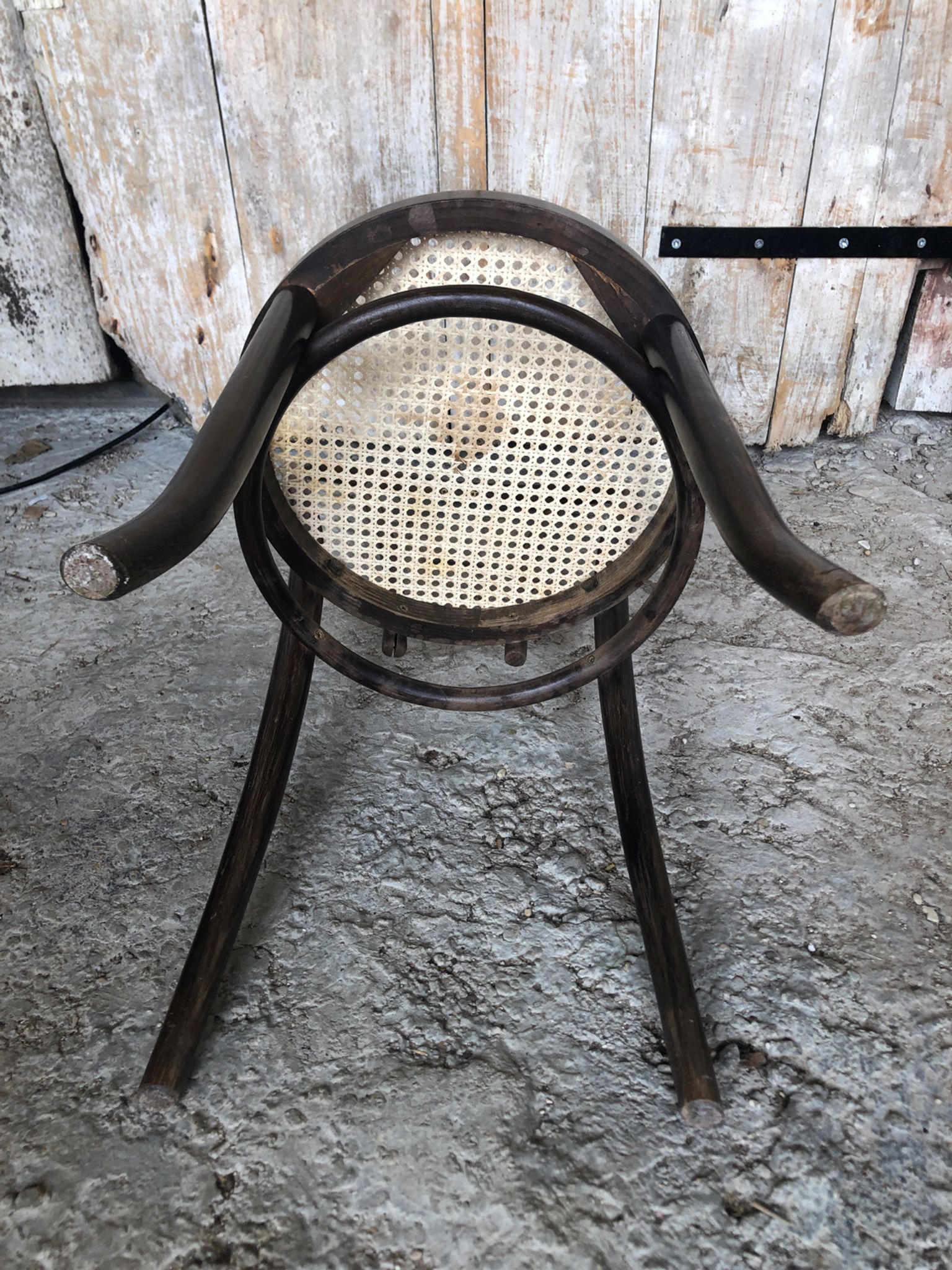 Chair bistrot style thonet dark wood & seat cannée 70s vintage #a233