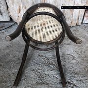 Chair bistrot style thonet dark wood & seat cannée 70s vintage #a233