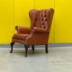 Fauteuil Chesterfield en cuir marron clair vintage