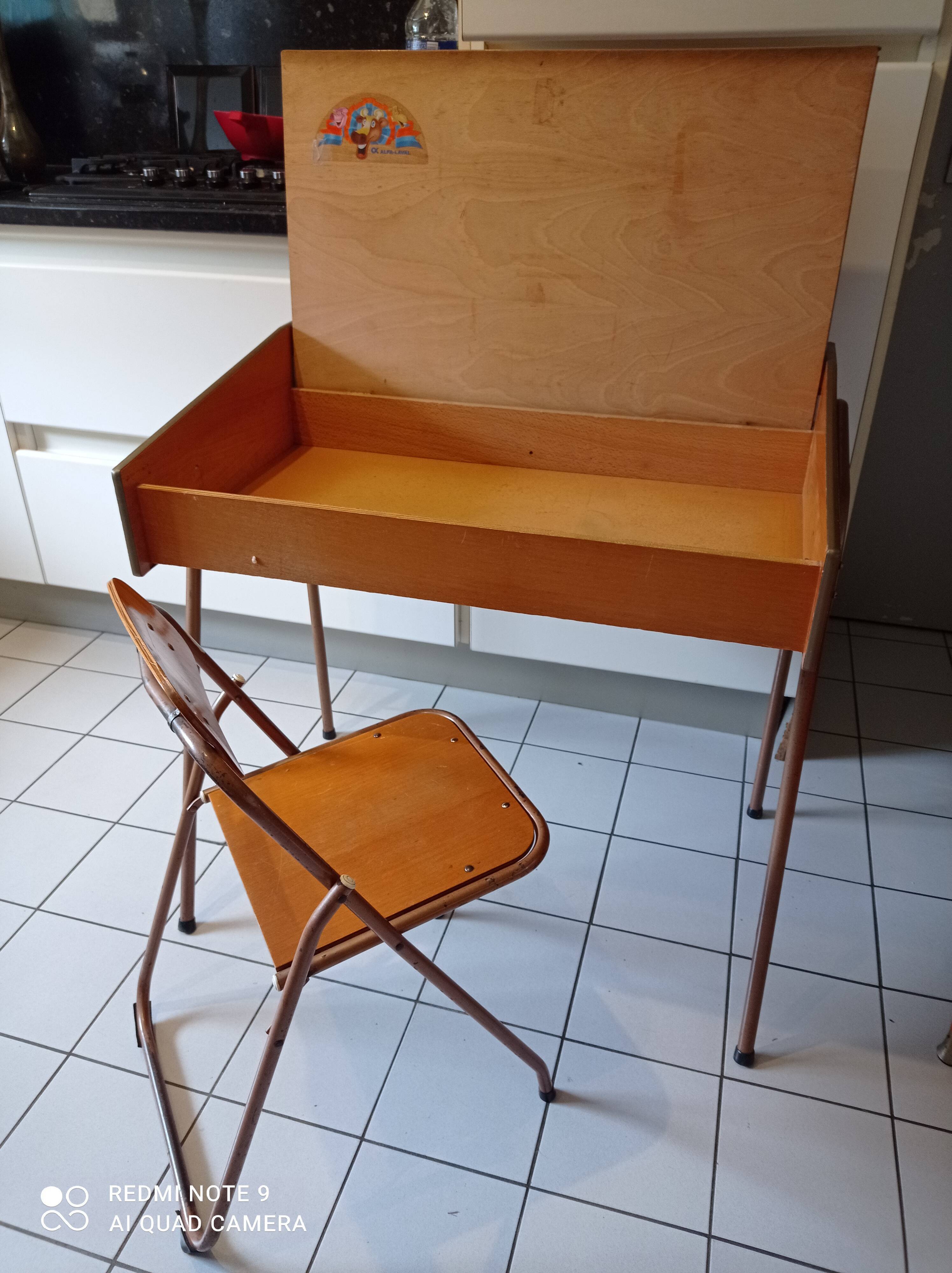 Bureau et chaise enfant vintage design lallemand