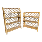 2 vintage rattan shelves