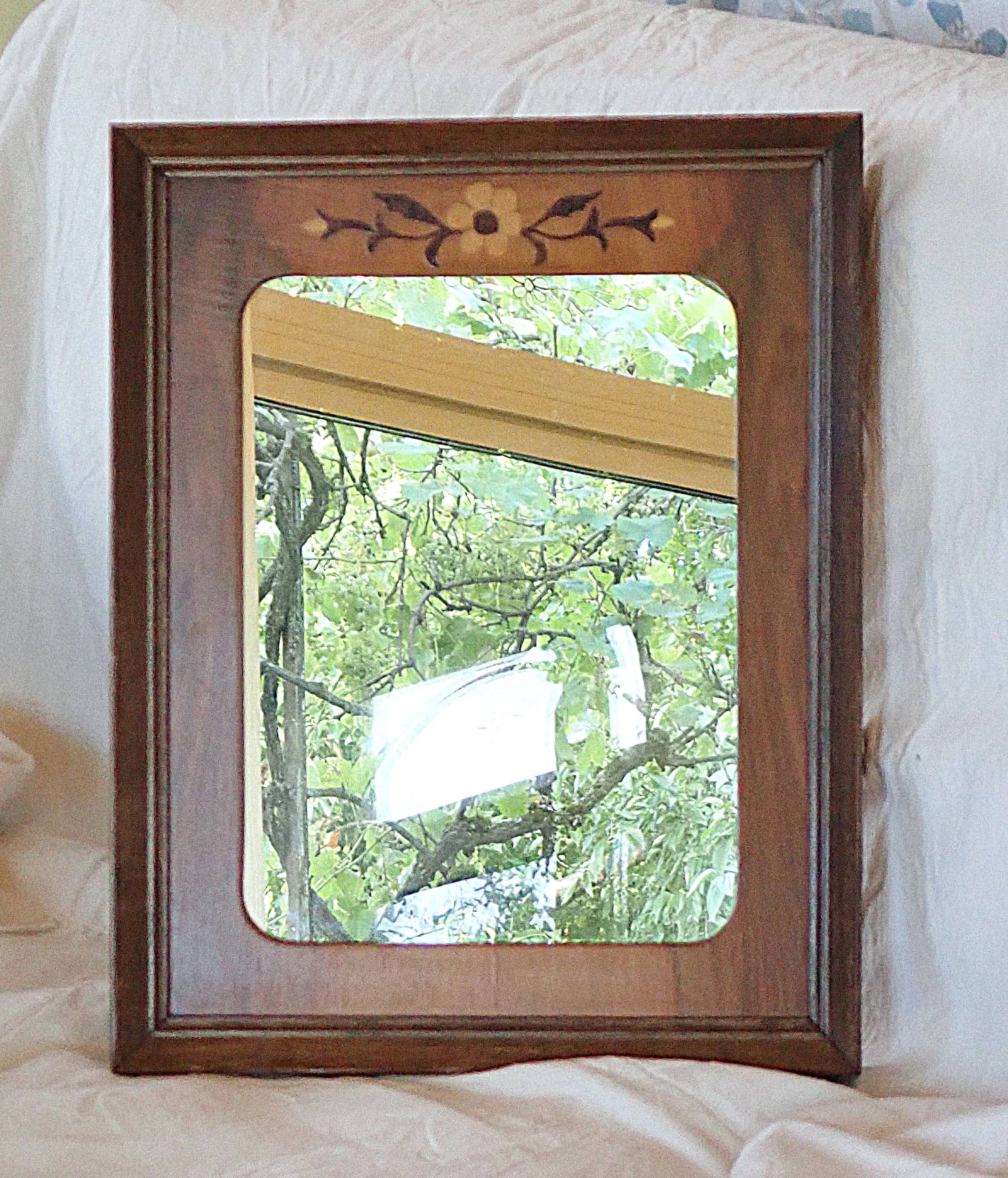 Vintage mirror with marquetry by cabinetmaker Paul Aumoine